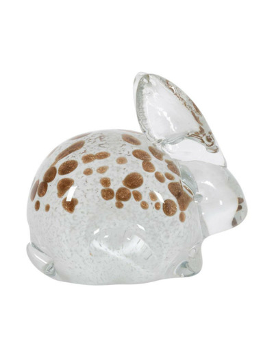 Presse papier verre lapin Garenne blanc 7x10x11cm