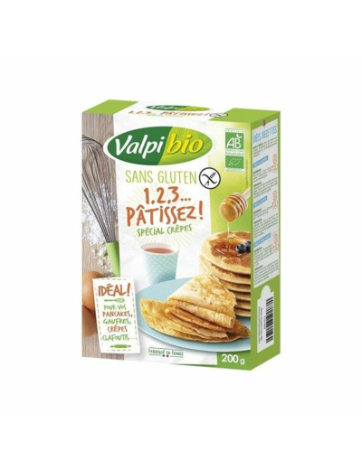 1,2,3 Pâtissez, Spécial Crêpes sans Gluten-200g-Valpi Bio.