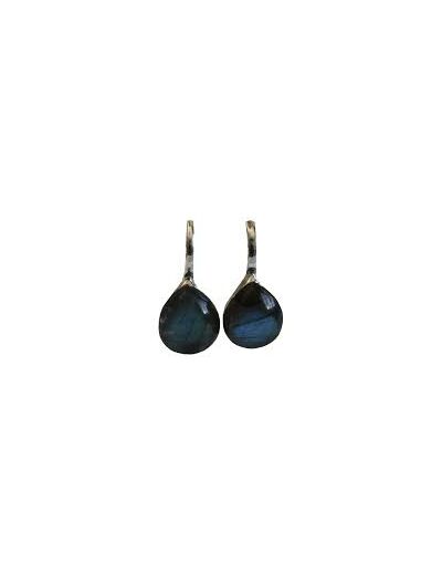 Boucles d'oreilles bombées en  Labradorite et Argent 925