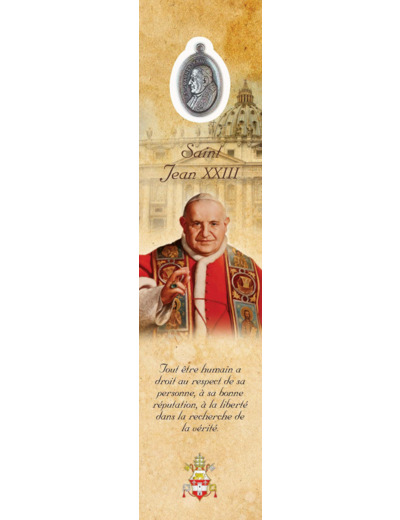 Signet plastifié avec médaille- SAINT JEAN XXIII