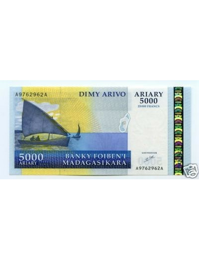MADAGASCAR 5000 ARIARY/25000 FRANCS 2003 NEUF
