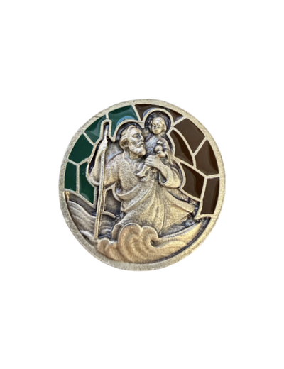Magnet en métal relief 30mm - Bicolore - Saint Christophe