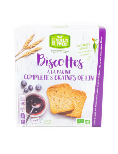 Biscottes Farine Complète Graines de Lin Bio 270g