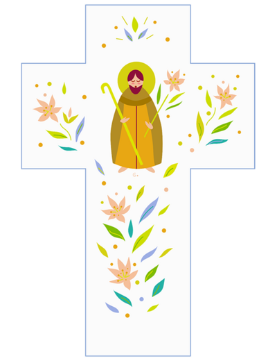 Croix Blanche Louange - Saint Joseph - 15x10cm