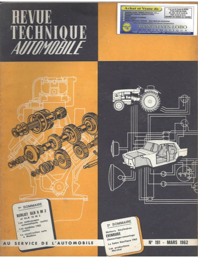 REVUE TECHNIQUE AUTOMOBILE N°191 MARS 1962 BERLIET GLR 8 M 2 ET GLR 10 M 2