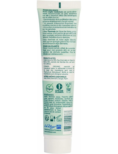 Dentifrice menthe eau thermale 75ml Denticlay