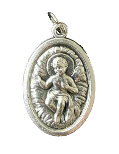 Médaille 22mm Ovale en métal argenté - ENFANT JESUS