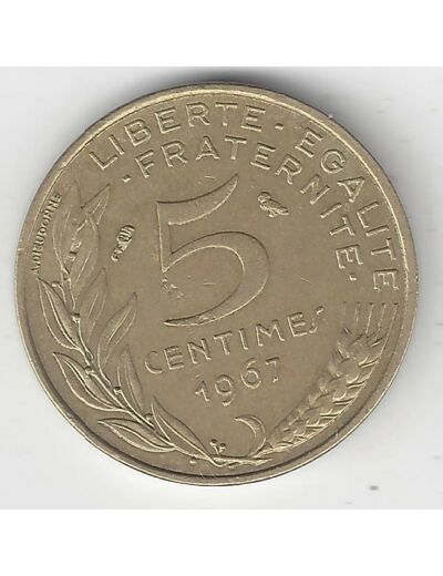 FRANCE 5 CENTIMES LAGRIFFOUL 1967 TTB+