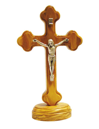 Crucifix en Olivier 15cm sur Pied