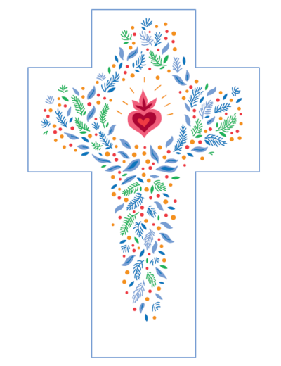 Croix Blanche Louange - Coeur Sacré - 15x10cm