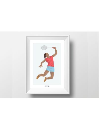 Affiche "Joueuse de badminton" - personnalisable