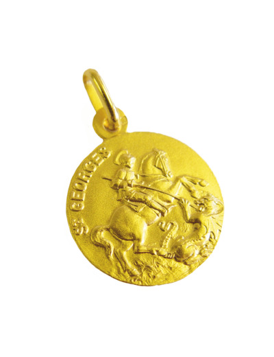 Médaille 18mm en Plaqué Or - ST GEORGES