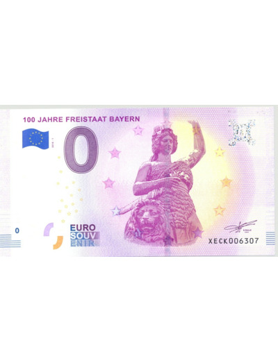 ALLEMAGNE 2018-1 100 JAHRE FREISTAAT BILLET SOUVENIR 0EURO TOURISTIQUE  NEUF