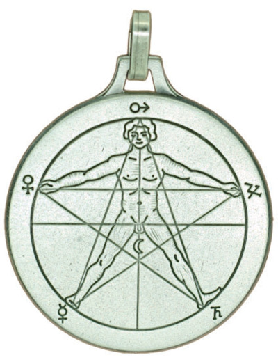 Médaille 30mm en Métal Argenté - PENTACLE AGRIPPA