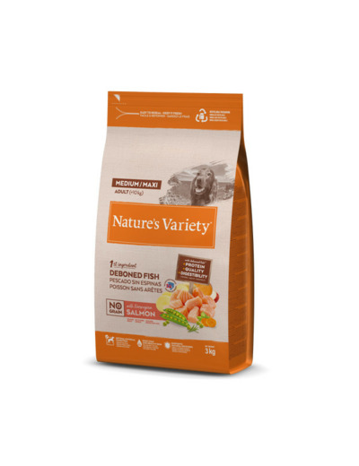 Nature's Variety, NO GRAIN ADULT MED/MAXI SAUMON - 3KG