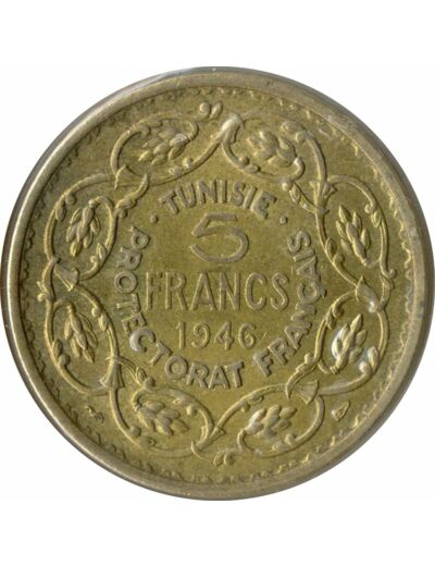 TUNISIE 5 FRANCS 1946 TTB