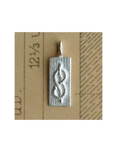 Pendentif plaque rectangulaire et Lac d'amour  grand modèle en argent