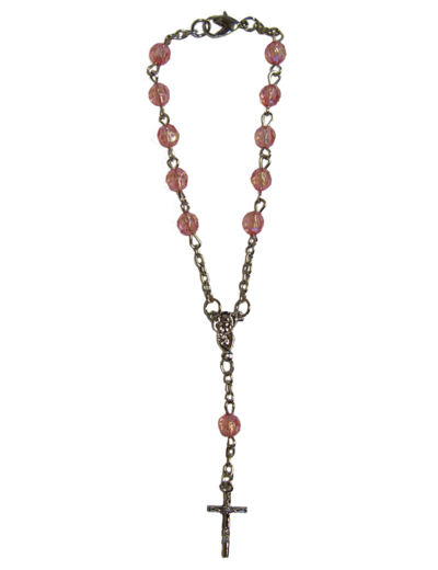 Bracelet Dizainier Perle Acrylique Sur Chaîne Argentée ROSE
