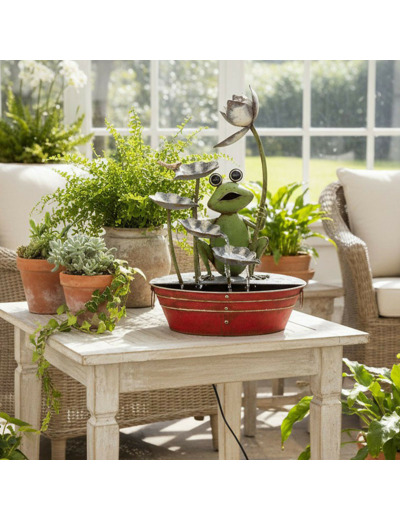 Fontaine fer Grenouille lotus 46x32x73cm