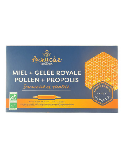 Miel + Gelée Royale Pollen + Propolis 20 Ampoules