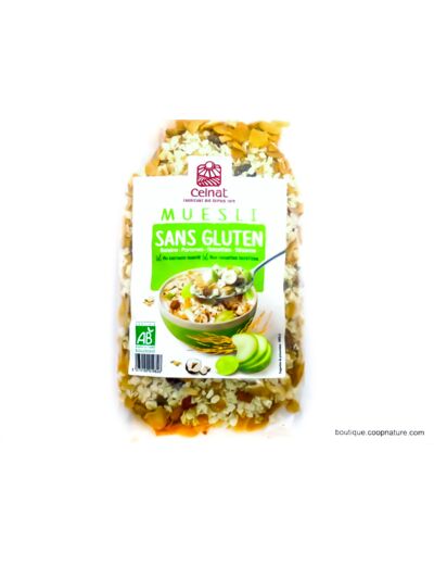 Müesli Sans Gluten Raisins Pommes Noisettes Bio 375g