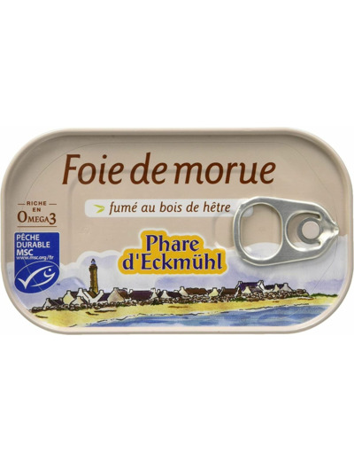 FOIE DE MORUE FUME AU BOIS DE HÊTRE 121G Phare d Eckmühl