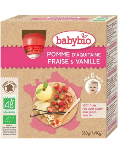 Pomme fraise vanille gourde 4x90g Babybio