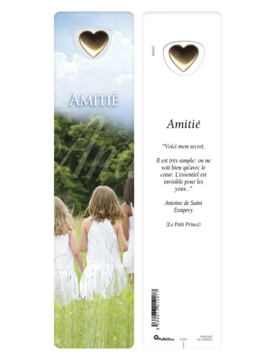 Signet plastifié avec médaille sous sachet- AMITIE