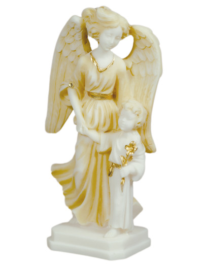 Statue en albâtre 14cm - ANGE/FILLE Beige et Or