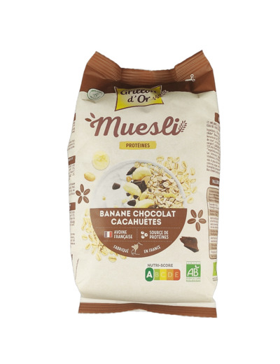 Muesli Banane Chocolat Cacahuètes 500g Bio