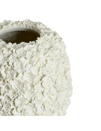 Petit vase fleuri blanc synthétique résine 17x17x20cm