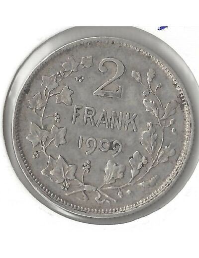 BELGIQUE 2 FRANK 1909 FL TTB