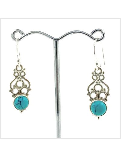 Boucles d'oreilles Turquoise et Argent Massif