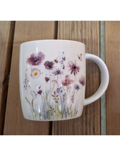 Mug porcelaine décor Fleurs des champs