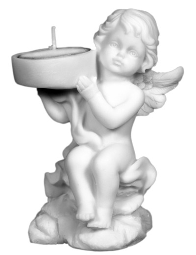 Statue en albâtre 10cm - ANGE BOUGEOIR Blanc
