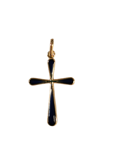 Croix en Plaqué Or 26mm - POLIE BLEUE