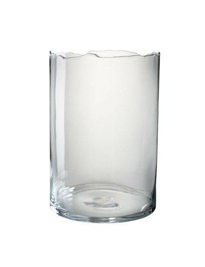 Photophore bord irrégulier verre transparent long 27x27x39cm
