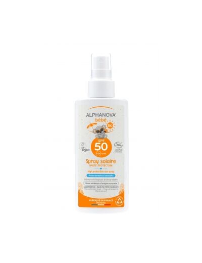Crème solaire bébé certifiée Bio SPF 50 hypoallergénique en spray 125ml