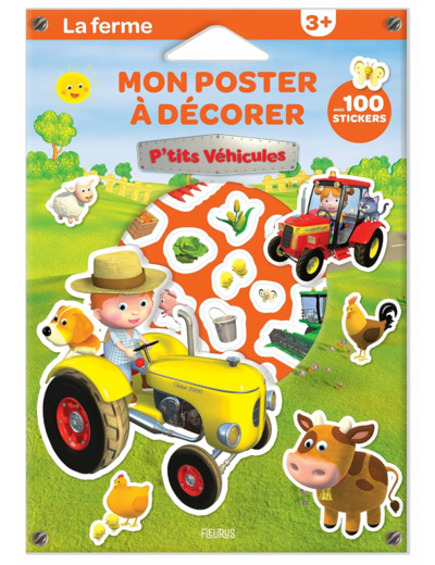 POCHETTE POSTER + STICKER P'TITS VEHICULES - LA FERME