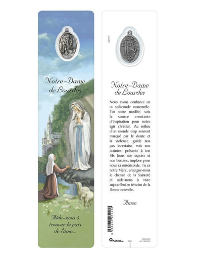 Signet plastifié avec médaille -ND DE LOURDES