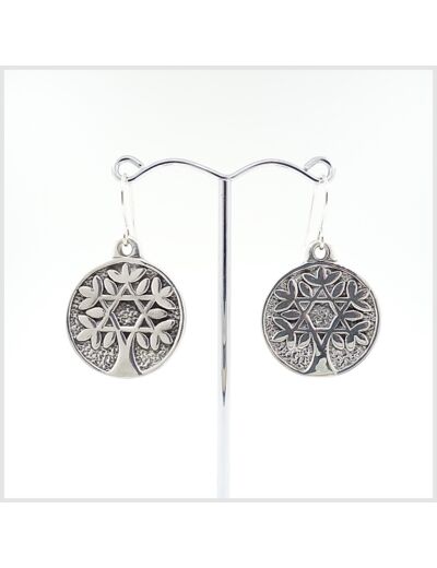 Boucles d'oreilles Arbre de Vie en argent massif