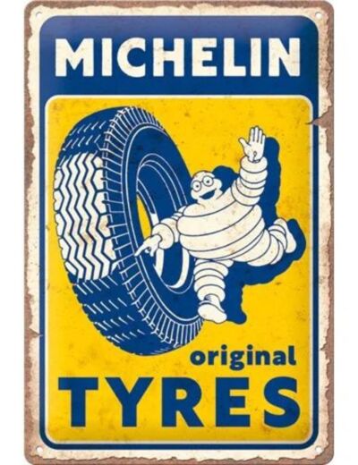 Plaque métal rétro Michelin, Original Tyres - NA22405 - 20 x 30 cm