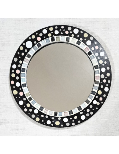 MON BEAU MIROIR – Bois, mosaïque & peinture (Ø 25 cm)