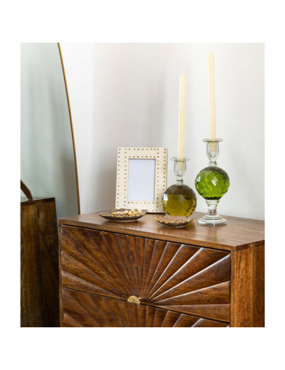 Bougeoir sphère verte Verelune 11x26cm