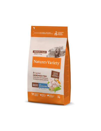 Nature's Variety, HEALTHY GRAIN ADULT MED/MAXI POISSON BLANC - 3KG