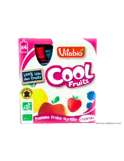 Purée Cool fruits Pomme Fraise Myrtille Acérola Bio 4x90g