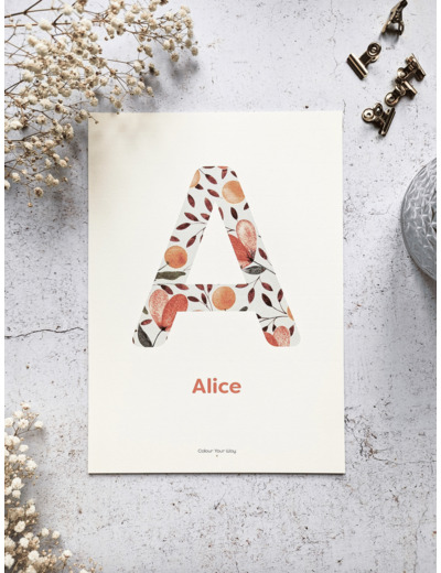 Affiche Monogramme "Mosaïque fleurie"