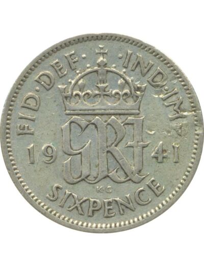 GRANDE BRETAGNE 6 PENCE GEORGES VI 1941 TB+