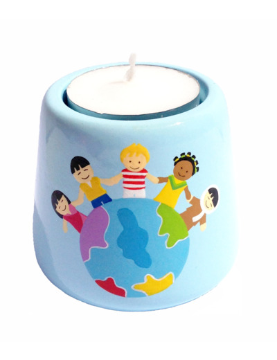 Bougeoir Enfants du Monde bleu 6,5cm