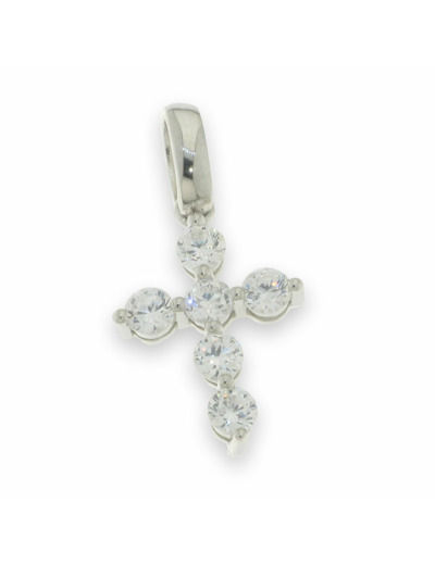 Croix pendentif en Argent 925 + Zirconiums- 1,5x1cm